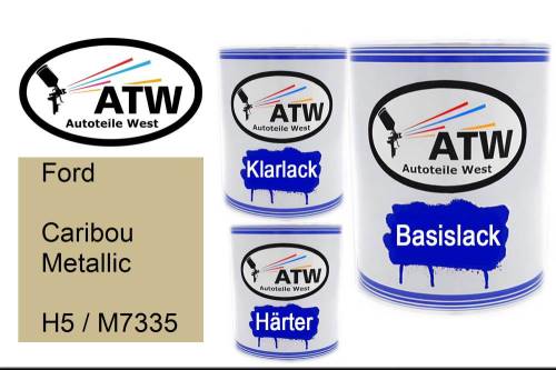 Ford, Caribou Metallic, H5 / M7335: 1L Lackdose + 1L Klarlack + 500ml Härter - Set, von ATW Autoteile West.